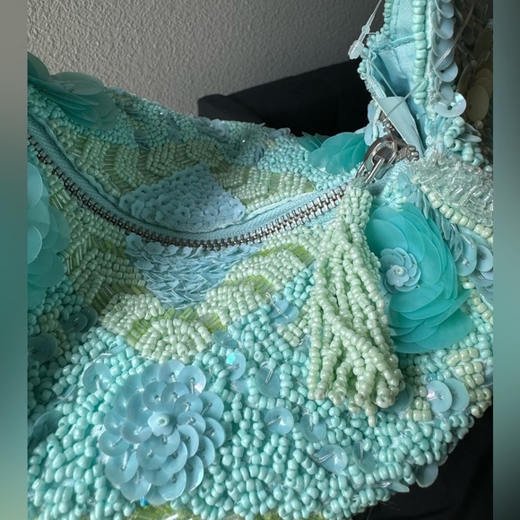 RARE NWT Viral Blue Beaded Bag, Handcrafted in India. - Picture 3 of 9